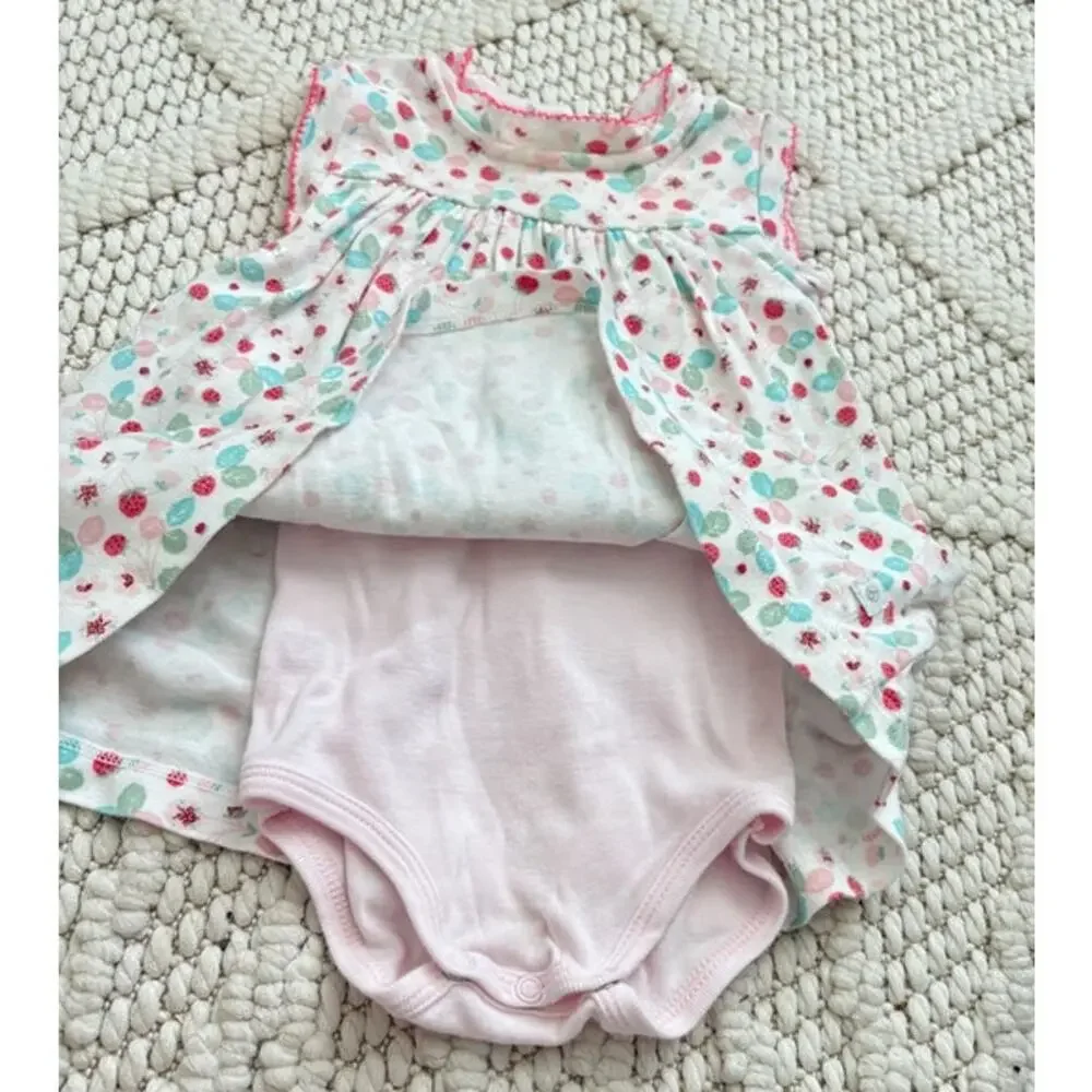 Baby Girl Petit Bateau Floral Cotton Dress w/Bloomer Size 12 Month
